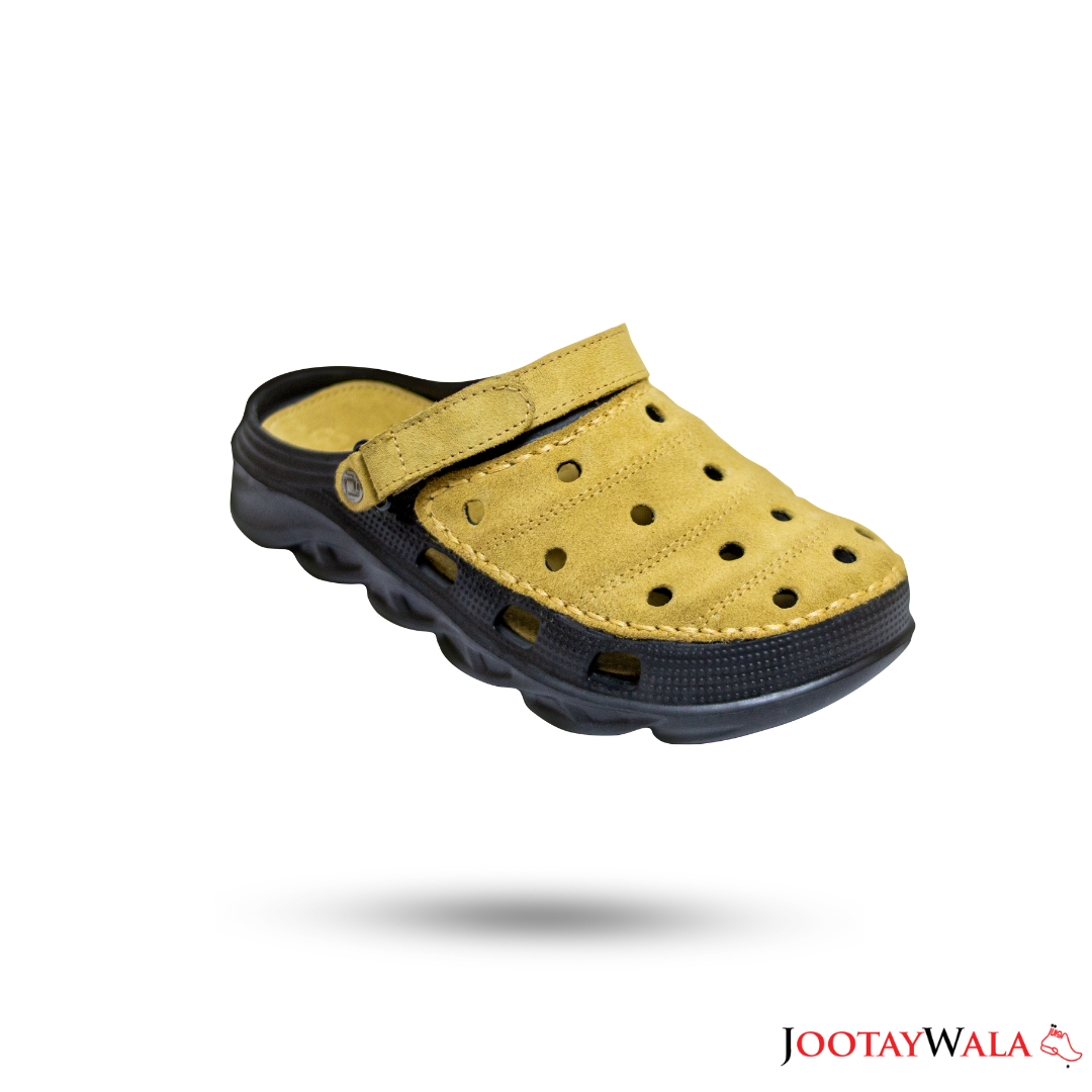 Suede Leather Clogs | Camel